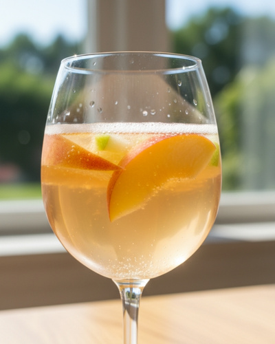 Kombucha in einem Glas mit Obst