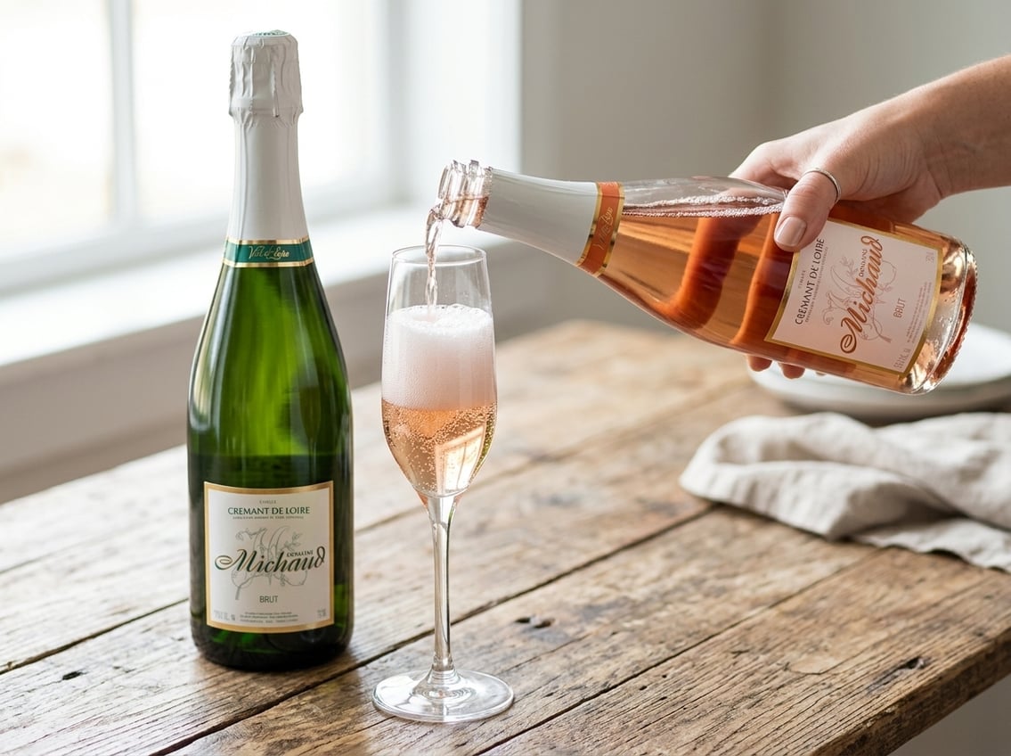 Crémant de Loire der Domaine Michaud wird eingeschenkt