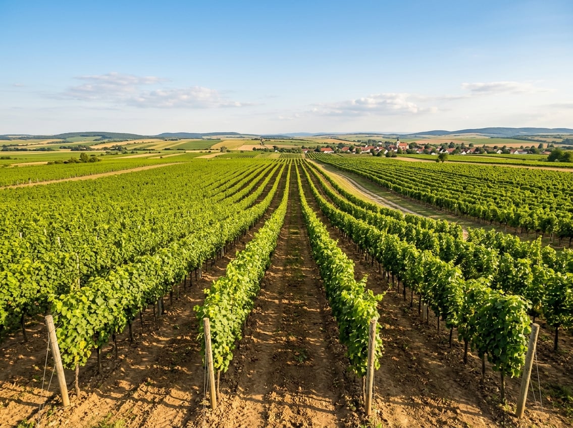 Weinviertler Rebzeilen in der pannonischen Tiefebene