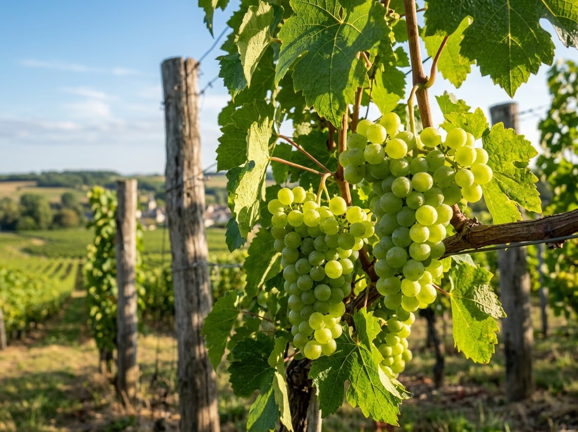 Reife Trauben an der Rebe in der Touraine