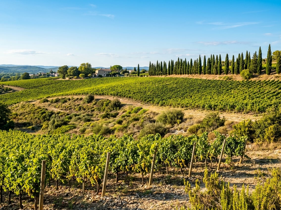 Rebhaenge der suedlichen Rhone bei Laudun