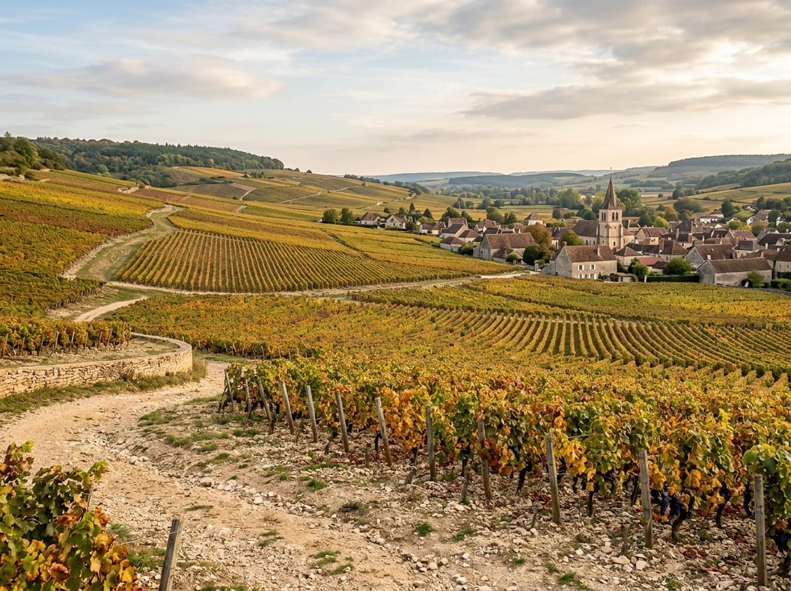 Weinberge der Côte de Beaune im Herbst
