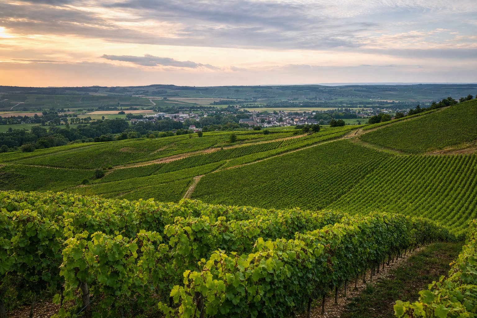 Grüne Hügel-Weinberge von Sancerre im Loire-Tal in Frankreich