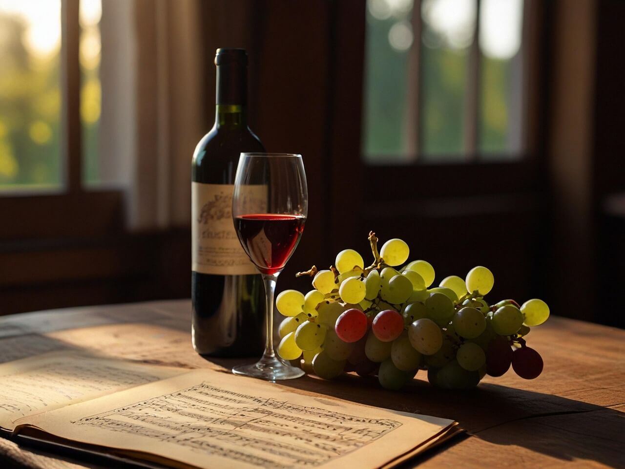 Eine Flasche 12 e mezzo Primitivo del Salento mit grnen Weintrauben